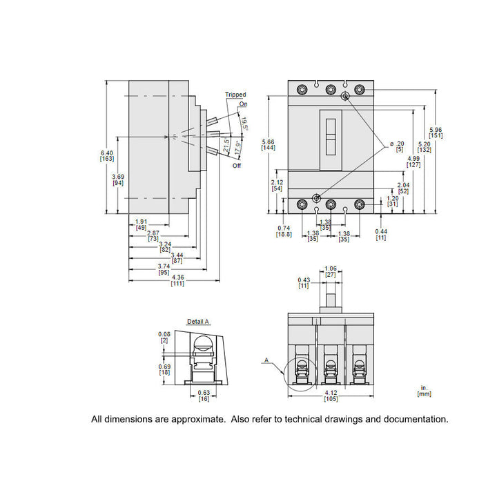 Square D HJL36030 - Molded Case Circuit Breaker, 30A 600V 3P