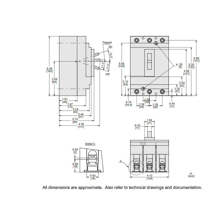 Square D HJL36090 - Molded Case Circuit Breaker, 90A 600V 3P