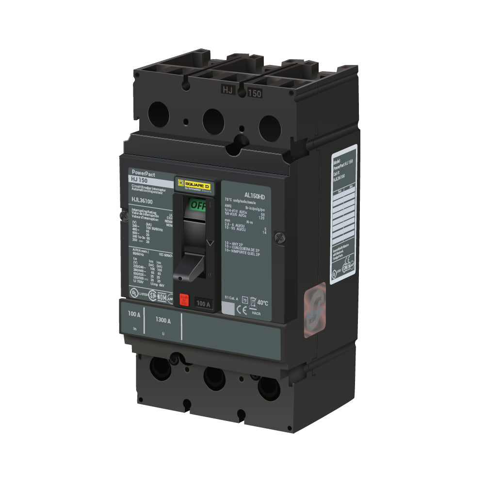 Square D HJL36100 - Molded Case Circuit Breaker 100A 3P (65kA AIC)