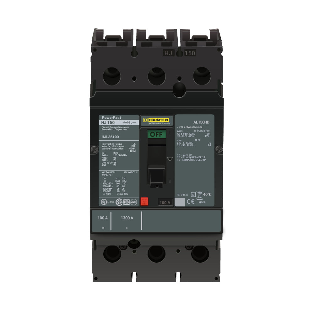 Square D HJL36100 - Molded Case Circuit Breaker 100A 3P (65kA AIC)