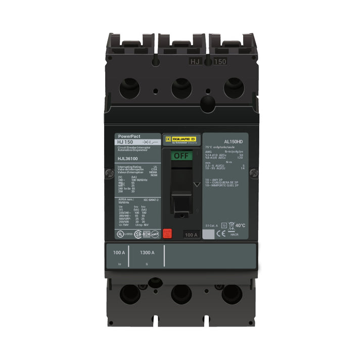 Square D HJL36100 - Molded Case Circuit Breaker 100A 3P (65kA AIC)