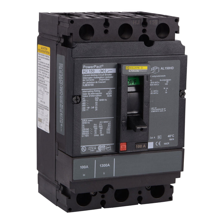 Square D HJM36100 - Molded Case Circuit Breaker, 100A 3P 600V