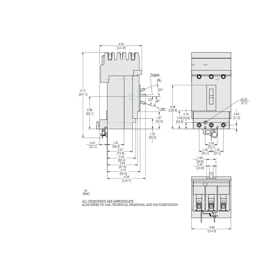 Square D HLA36020 - Molded Case Circuit Breaker 20A 600V 3P