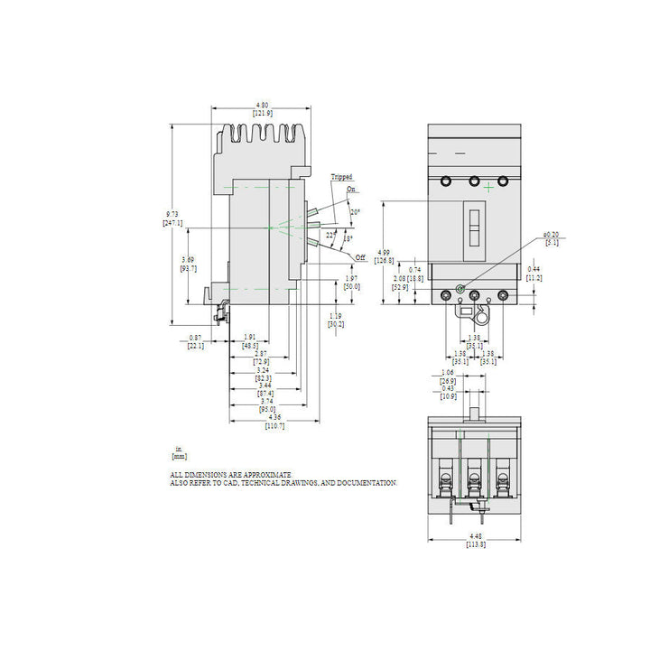 Square D HLA36050 - Molded Case 50A 600V (3-Pole Thermal Magnetic)