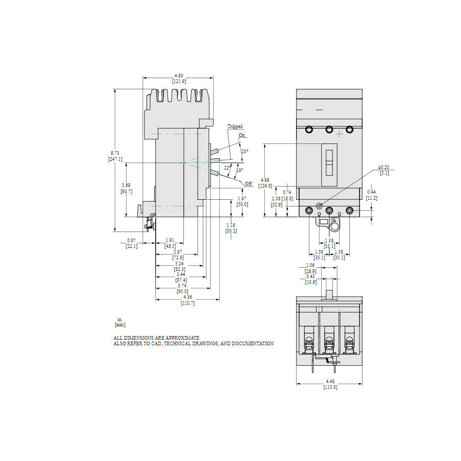Square D HLA36125 - Molded Case Circuit Breaker 125A 600V 3P
