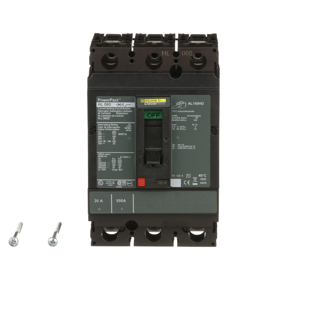 Square D HLL36020 - Molded Case Circuit Breaker 20A 600V 3P