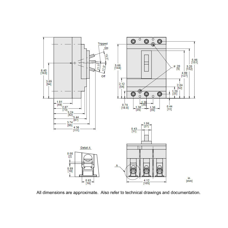 Square D HLL36020 - Molded Case Circuit Breaker 20A 600V 3P