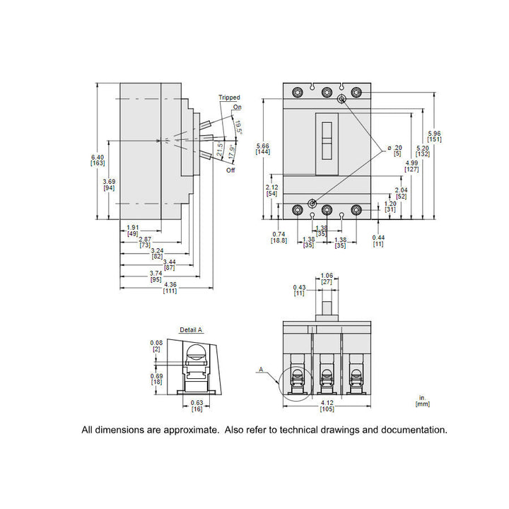Square D HLL36020 - Molded Case Circuit Breaker 20A 600V 3P