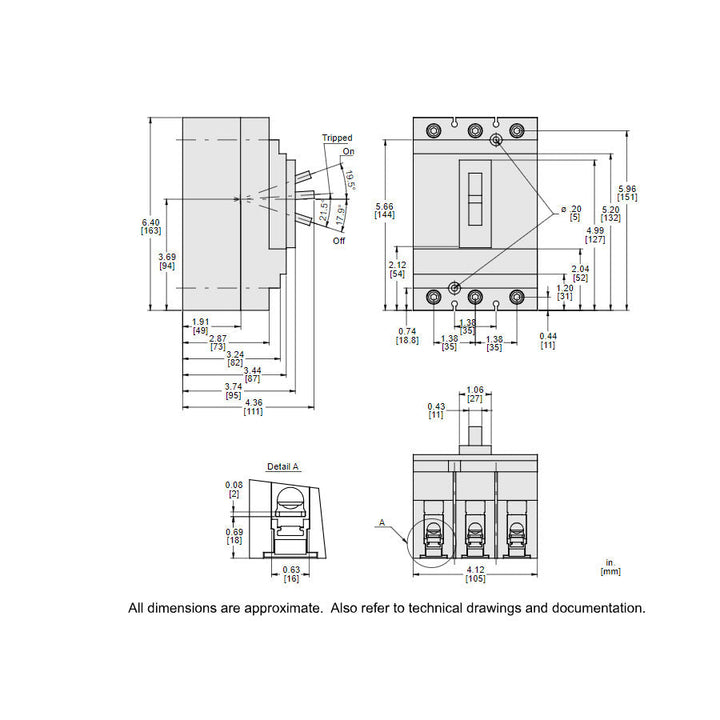 Square D HLL36030 - Molded Case Circuit Breaker 30A 600V 3P