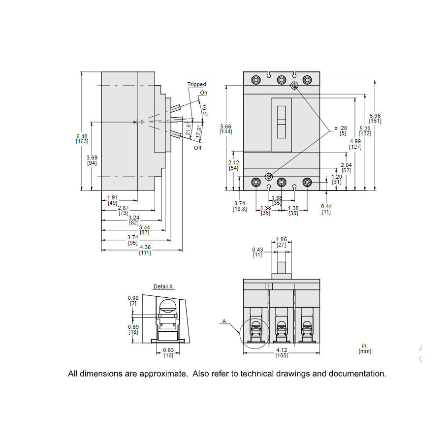 Square D HLL36030M71 - Molded Case Breaker 30A 600V 3P (100kA AIC)