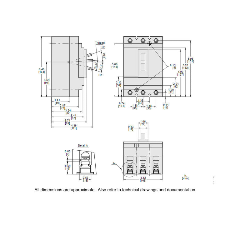 Square D HLL36030M71 - Molded Case Breaker 30A 600V 3P (100kA AIC)