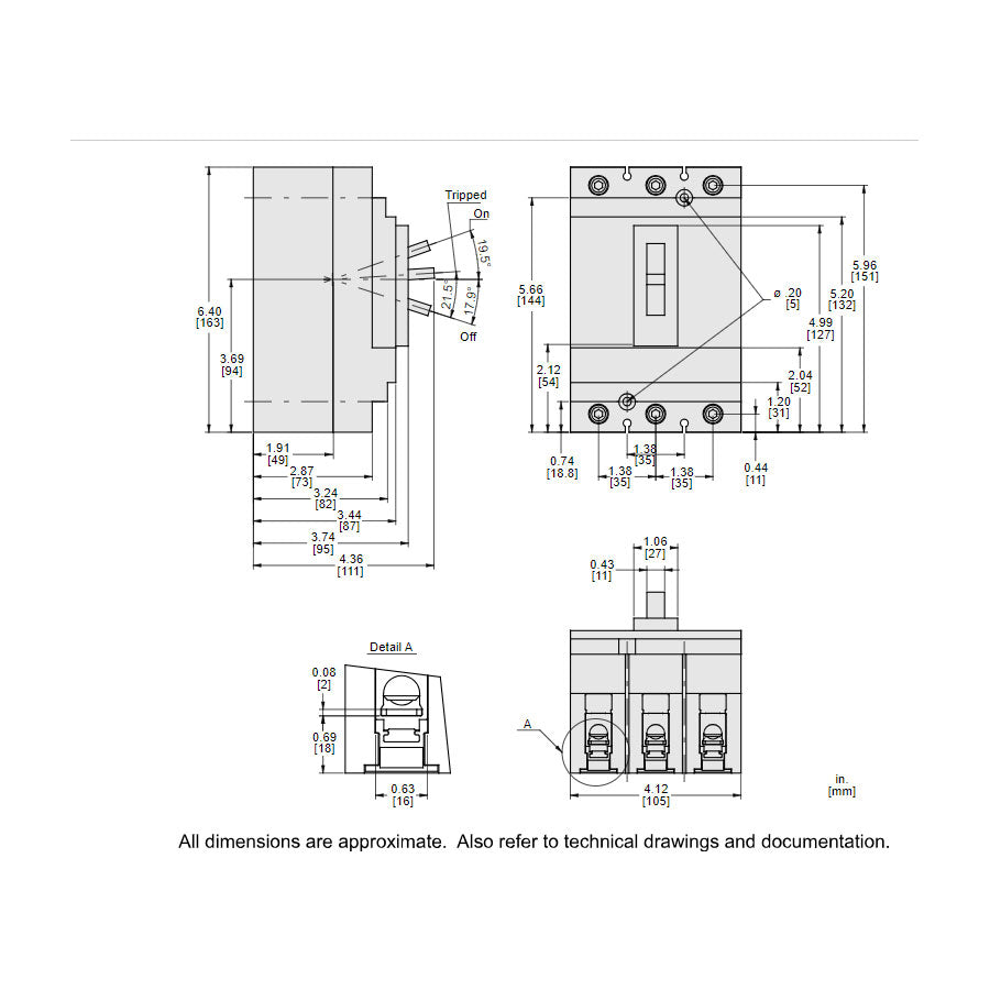 Square D HLL36090 - Molded Case Circuit Breaker 90A 600V 3P