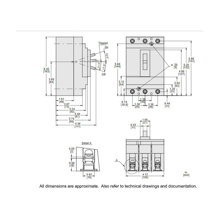 Square D HLL36090 - Molded Case Circuit Breaker 90A 600V 3P