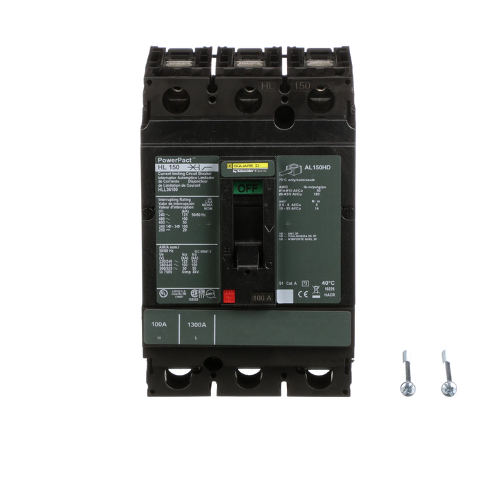 Square D HLL36100 - Molded Case Circuit Breaker 100A 3-Pole