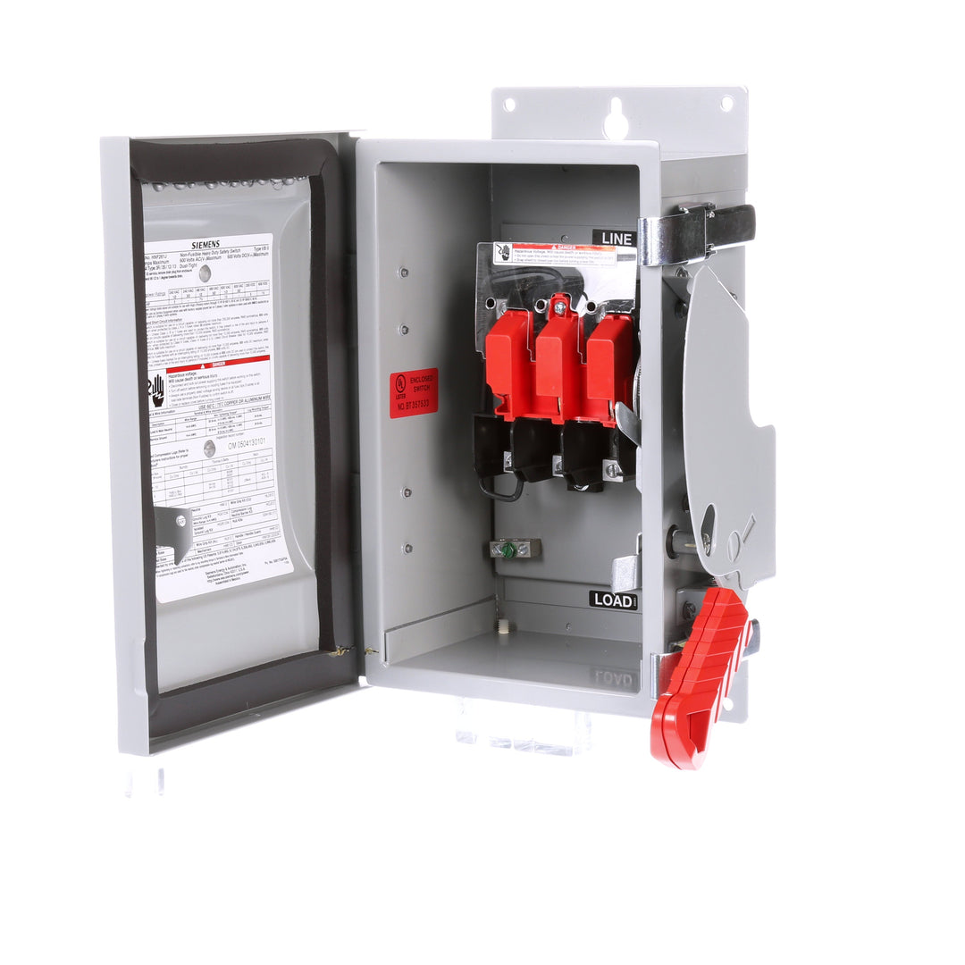Siemens HNF261J - Non-Fusible Disconnect Switch 600V AC/30A (NEMA 12, 200kA AIC)