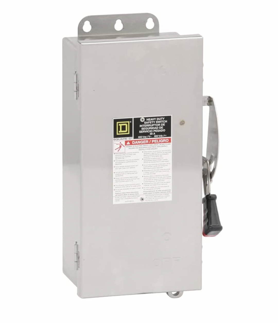 Square D HU361DS - Non-Fusible Disconnect Switch 600VAC 30A (200kA AIC, NEMA 4/4X)