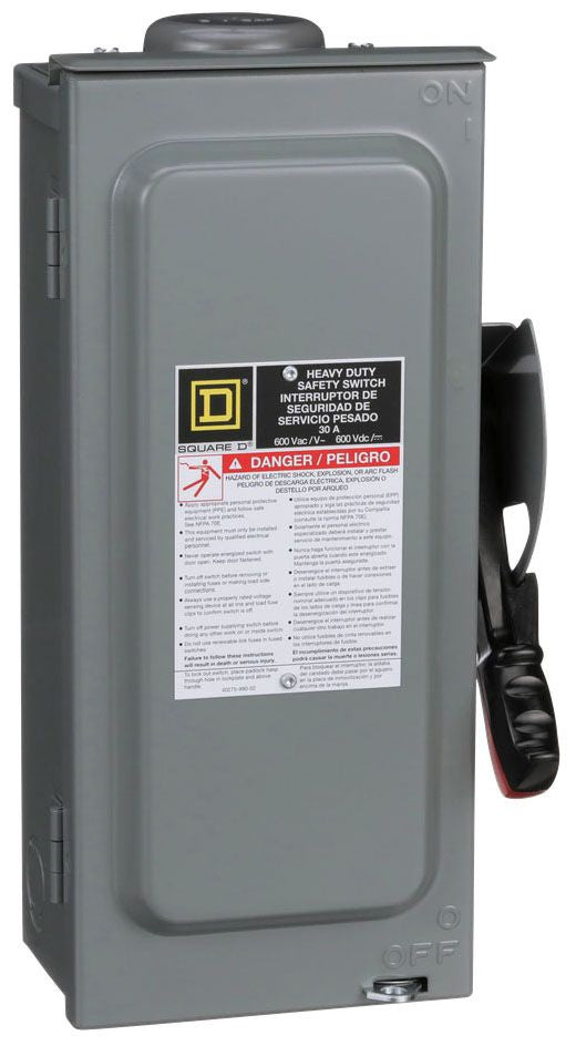 Square D HU361NRB - Non-Fusible Safety Switch 600VAC 30A (NEMA 3R Enclosure)