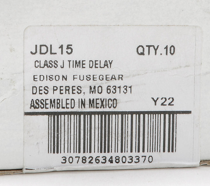 Edison Fuses JDL15 - Class J Fuse 15A@600V (300kA AIC)