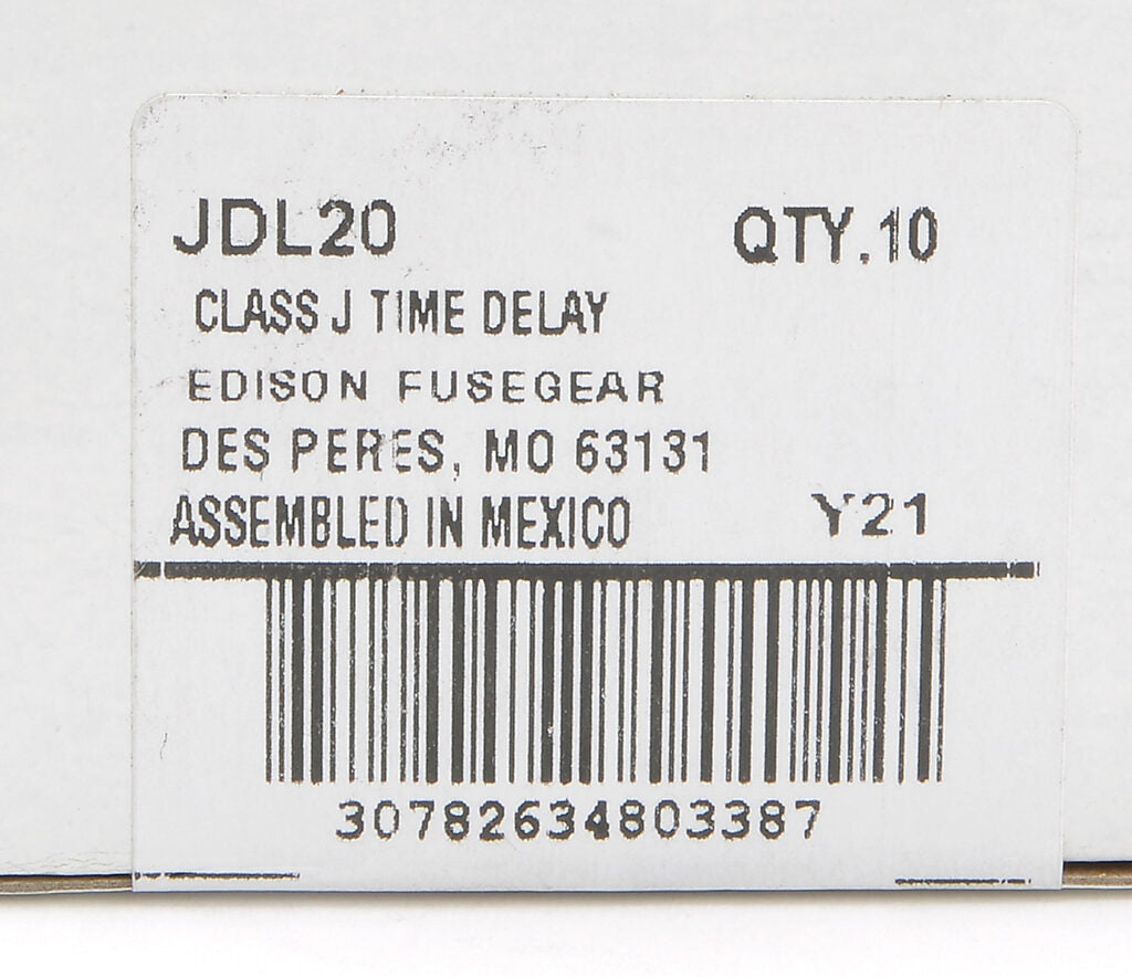 Edison Fuses JDL20 - Class J Time-Delay Fuse 20A@600V (200kA AIC)