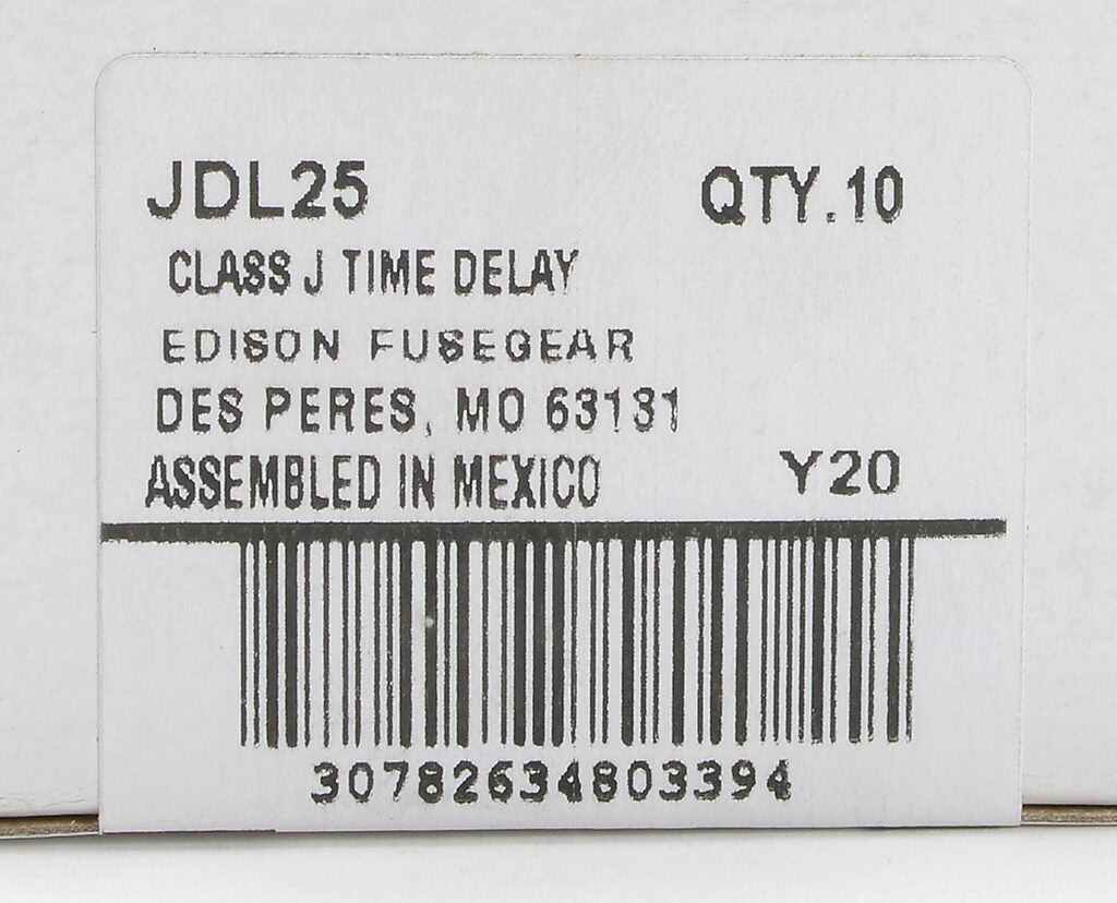 Edison Fuses JDL25 - Class J Fuse 25A 600V (200kA AIC)