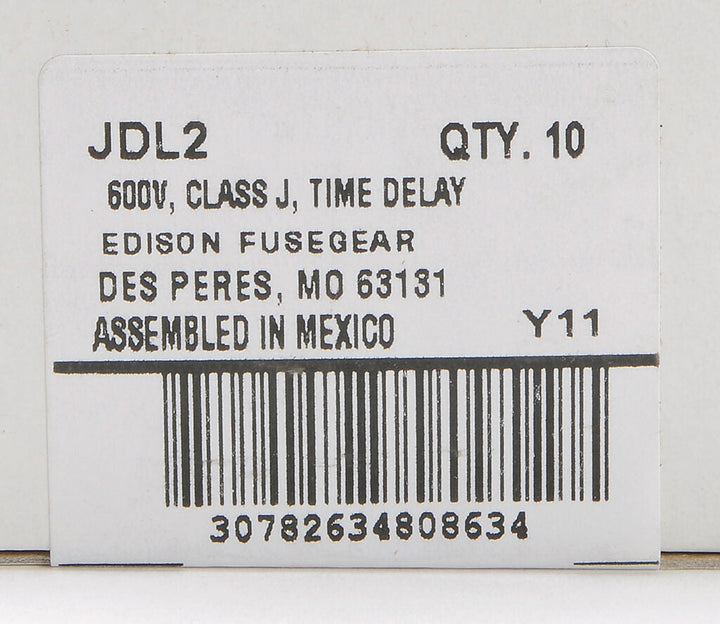 Edison Fuses JDL2 - Class J Fuse 2A 600V (200kA AIC)