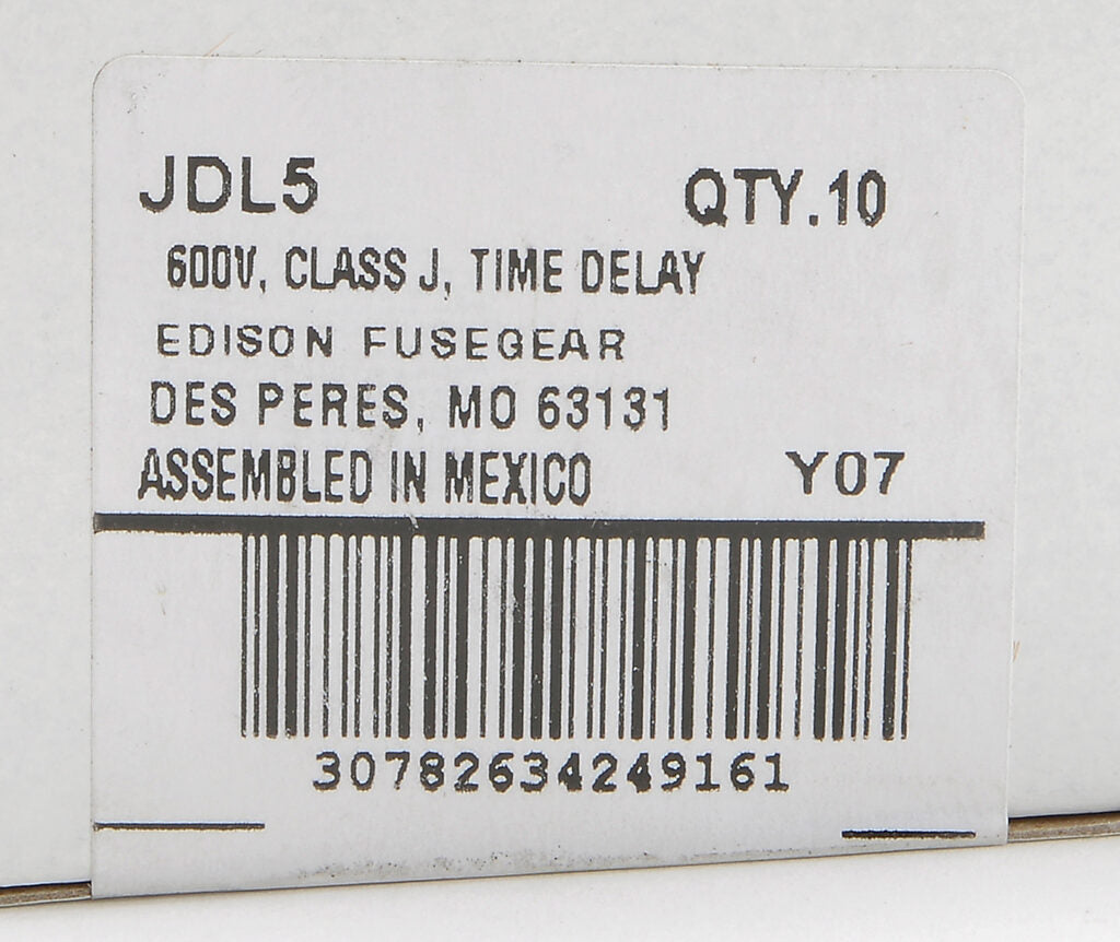 JDL5 Edison Fuses  Low Voltage Fuse
 600V  5A Fuse - Essential Electric Supply