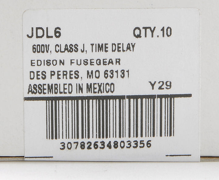 Edison Fuses JDL6 - Class J Time-Delay Fuse 6A 600V (300kA AIC)