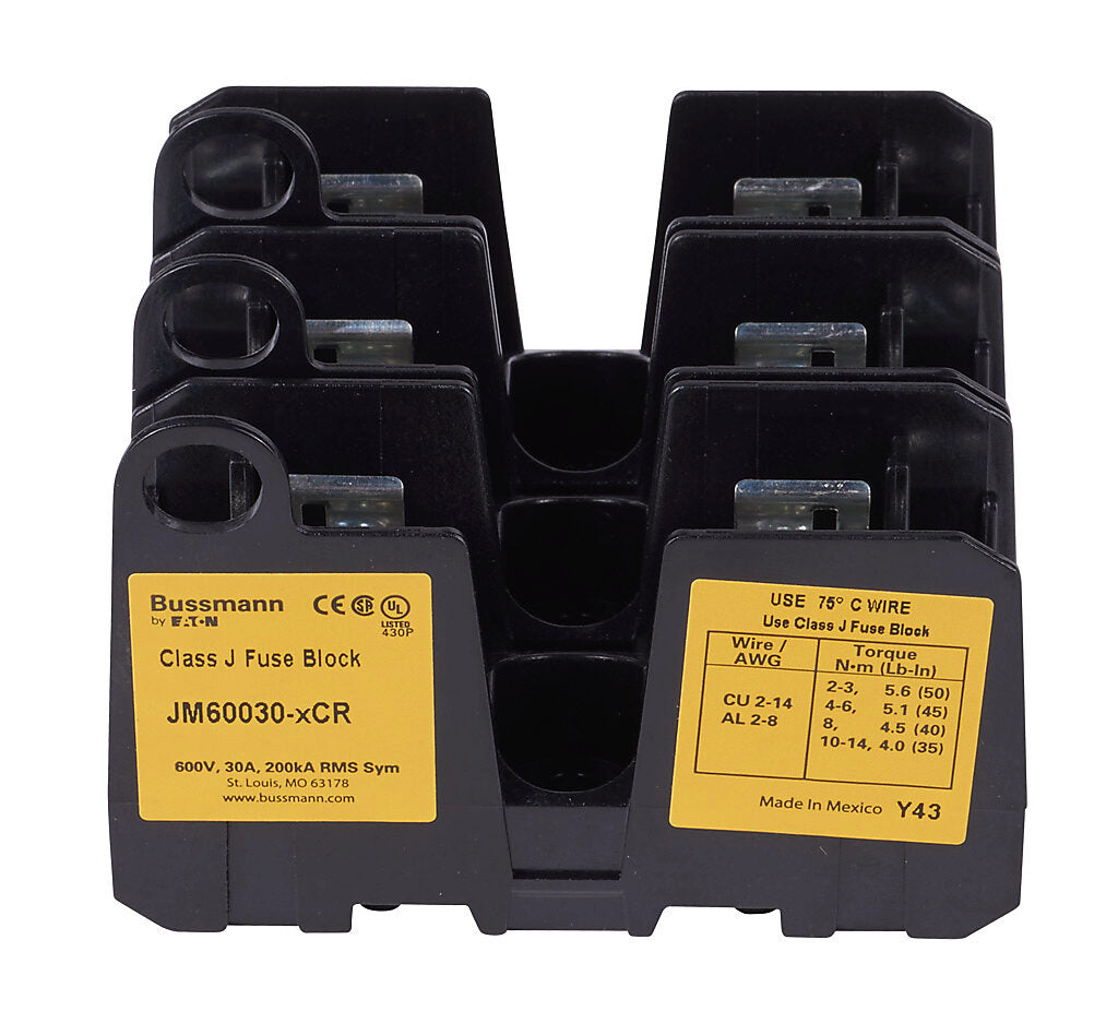 Bussmannn JM60030-3CR - Fuse Block 30A 600V (UL/CSA Certified)