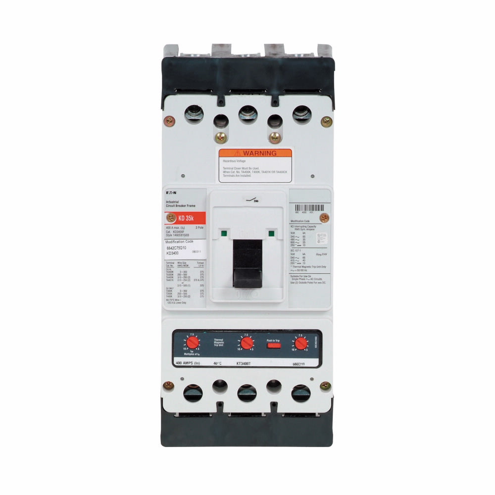 Cutler Hammer KD3400VWS42 - 400A 3-Pole Molded Case Breaker (600V AC)