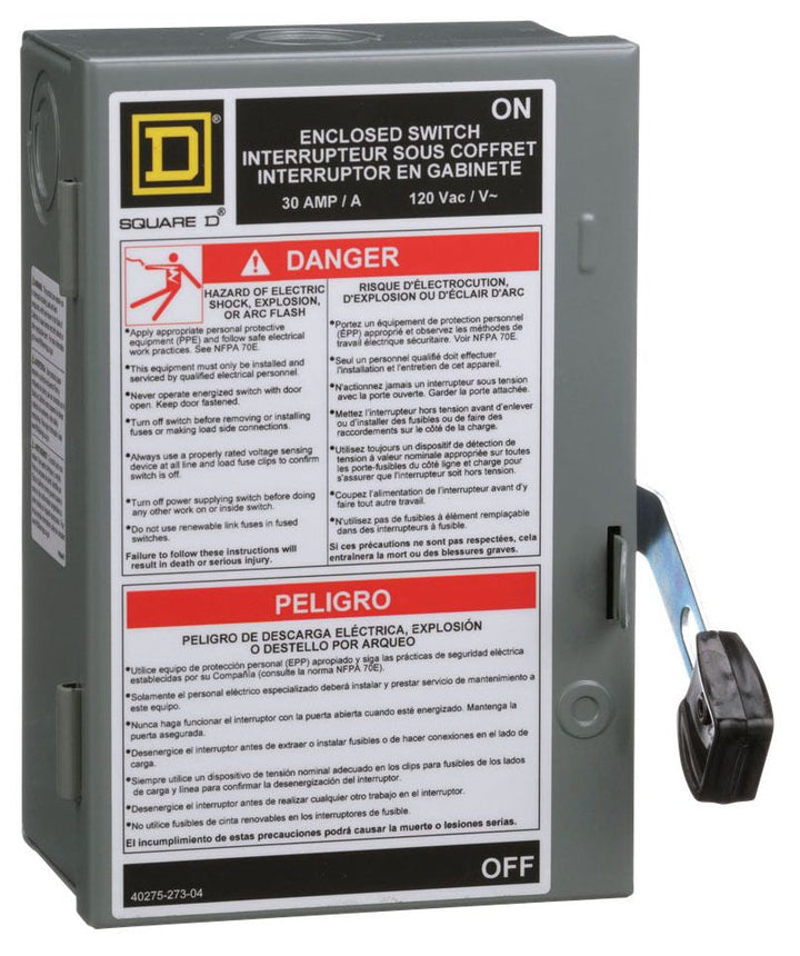 Schneider Electric L111N - Fusible Disconnect Switch 30A 120V AC (10kA AIC)