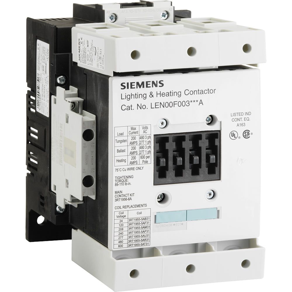 Siemens LEN00F003120A - 200A 3-Pole Contactor 600V