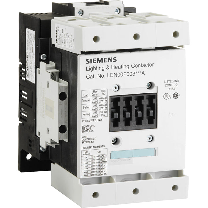 Siemens LEN00F003120A - 200A 3-Pole Contactor 600V