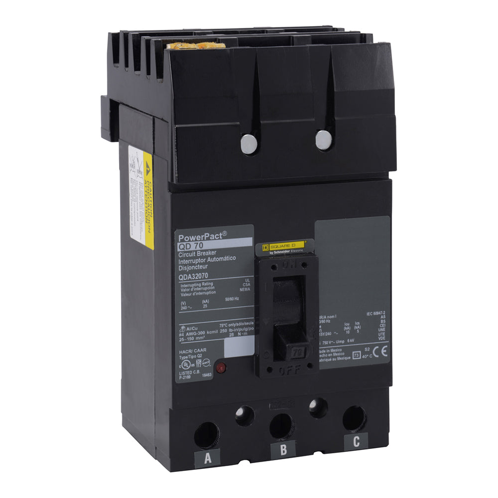 Square D QDA32090 - Molded Case Breaker 90A 240V 3-Pole