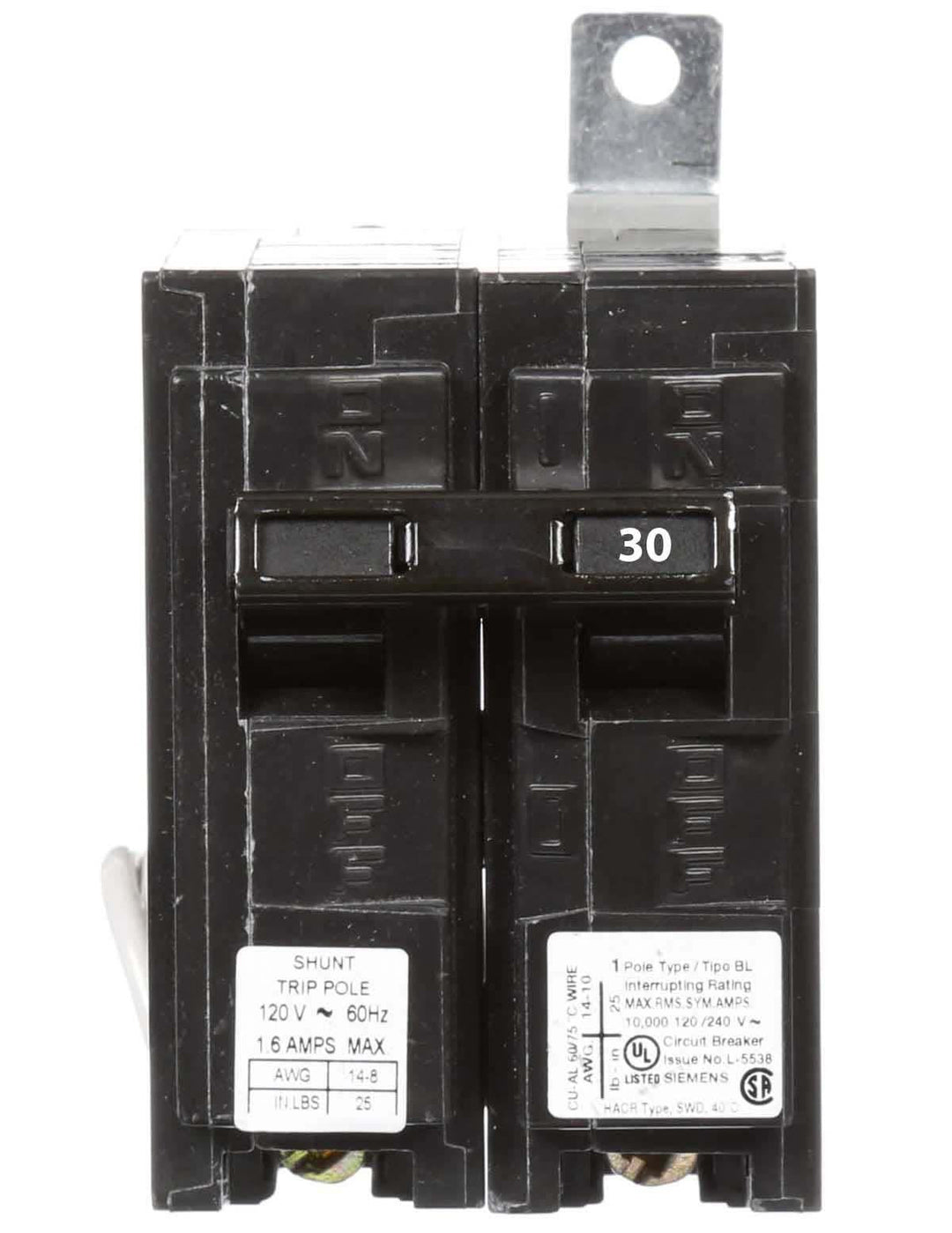 Siemens B13000S01 - Molded Case Breaker 30A 1P (Shunt Trip)