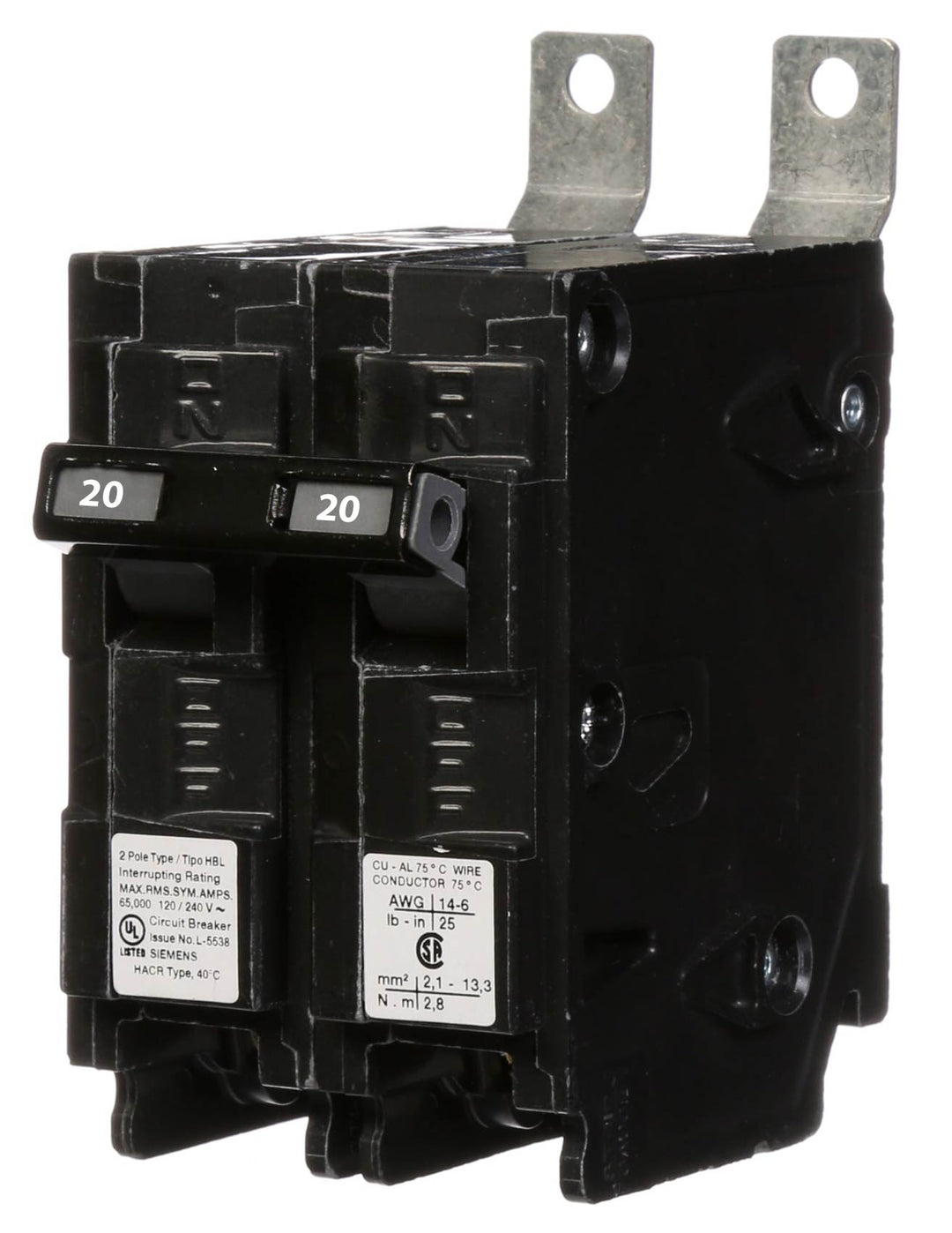 Siemens B220HH - 2-Pole 20A Circuit Breaker (65kA AIC)