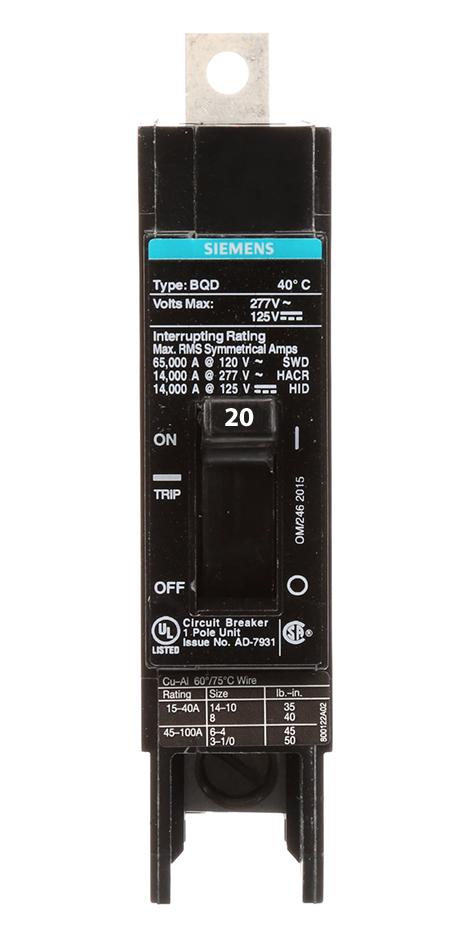 Siemens BQD120 - Molded Case Breaker 20A 1P 277V
