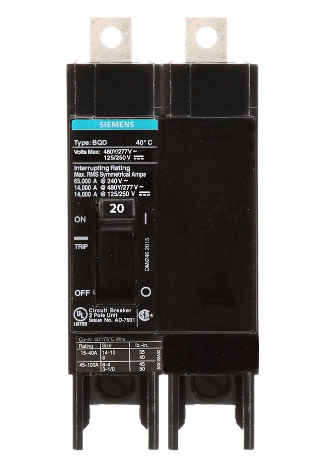 Siemens BQD220 - Molded Case Breaker 20A 480V 2-Pole
