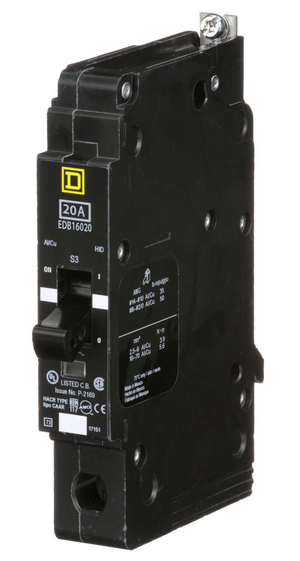 Square D EDB16020 - Molded Case Circuit Breaker 20A 1P