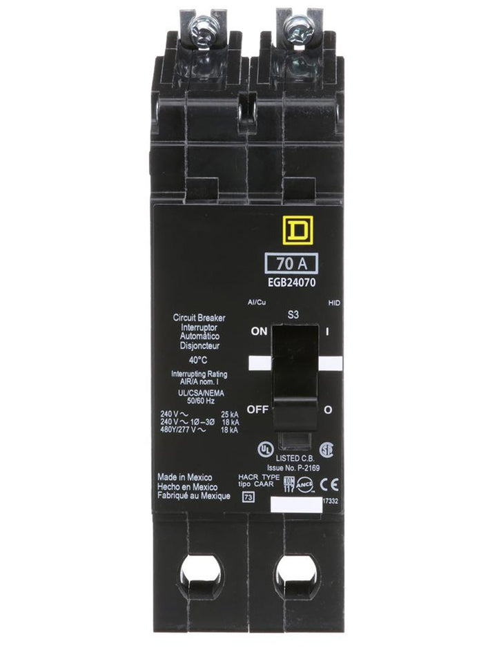 Square D EGB24070 - Molded Case Circuit Breaker 70A 480V 2-Pole