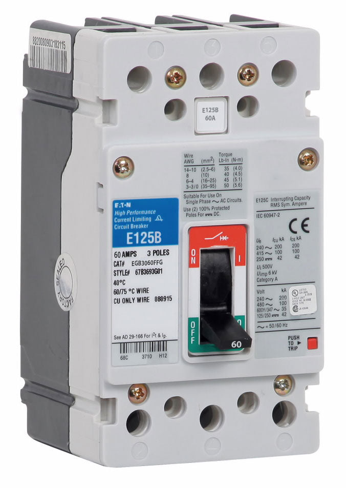 Cutler Hammer EGB3060FFG - Molded Case Circuit Breaker 60A 480V 3P