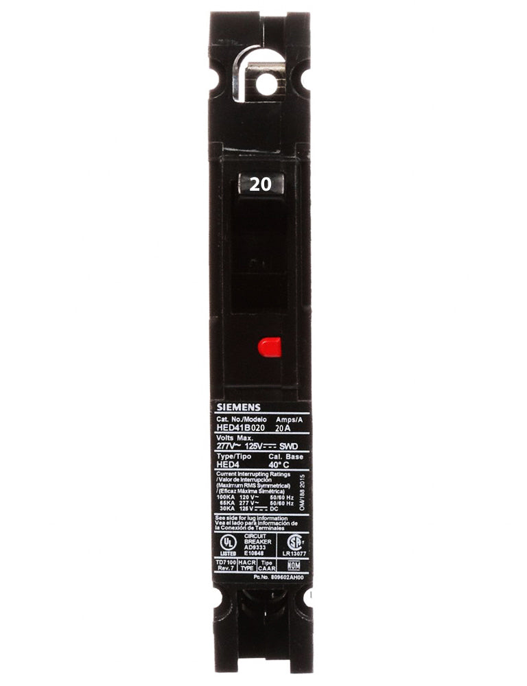 Siemens HED41B020 - Molded Case Breaker 20A 277V (65kA AIC)
