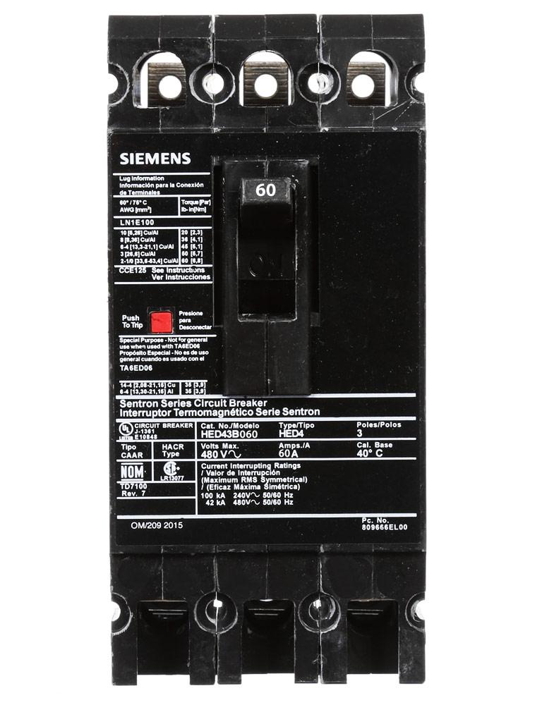 Siemens HED43B060 - Molded Case Breaker 60A 480V 3P