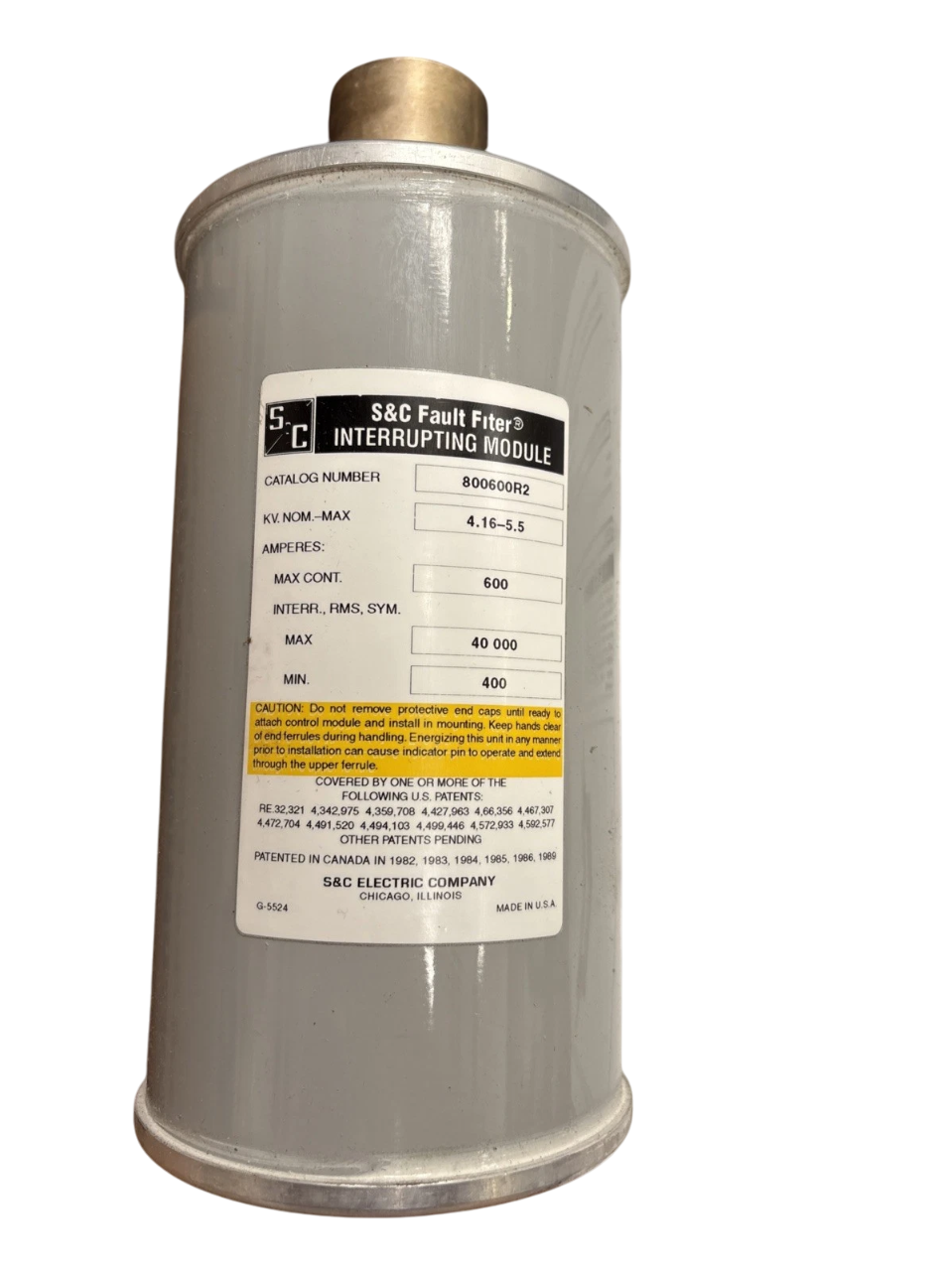 S&C Electric 800600R2 - Fault Fiter Fuse 600A (40kA@4.16kV Interrupting Rating)