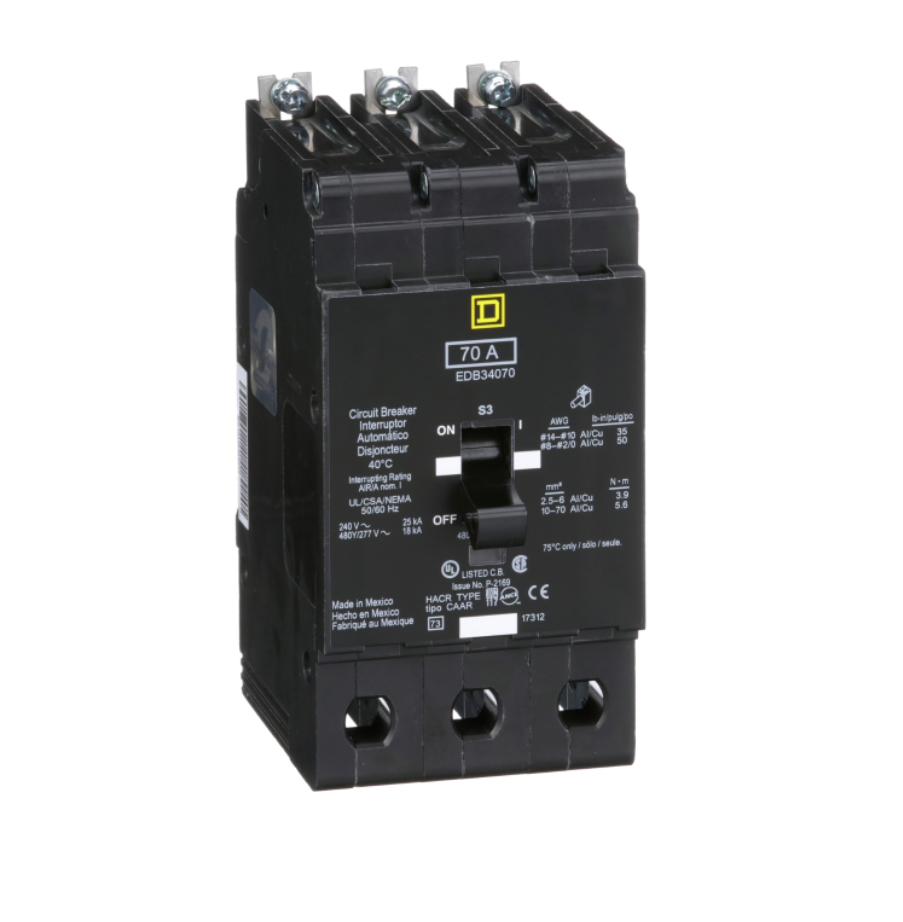 Square D EDB34070 - 70A 3-Pole Molded Case Circuit Breaker