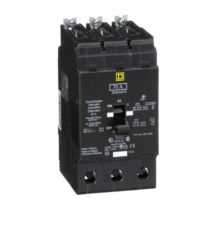 Square D EDB34070 - 70A 3-Pole Molded Case Circuit Breaker