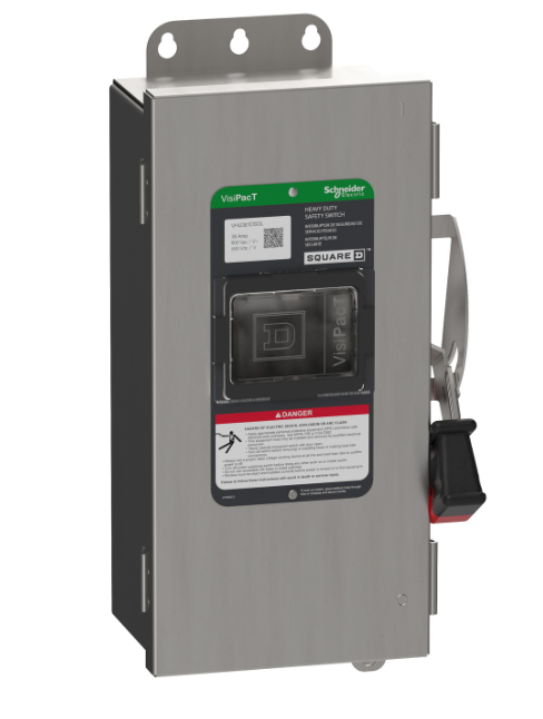 Square D VHU361DSGL - Non-Fusible Disconnect Switch 600V AC/DC, 30A (200kA AIC, NEMA 4X)