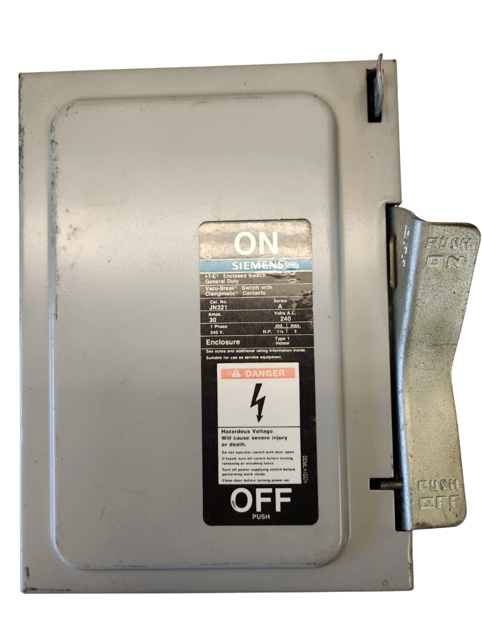 Siemens JN321 - Vacu-Break Switch 30A 240V (100kA AIC PGP Frame Compatible)