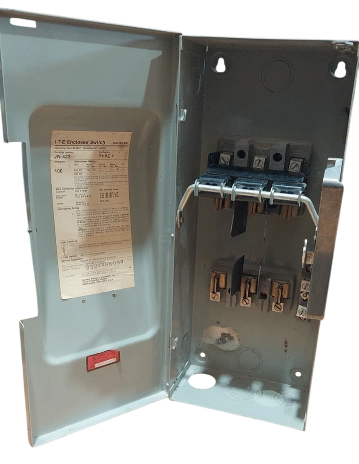 Siemens JN423 - Fusible Disconnect Switch 3P 100A@240V (100kA AIC)