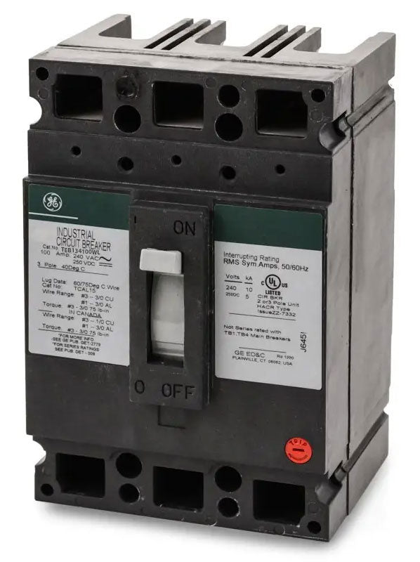 General Electric TEB134100 - Molded Case 100A 3-Pole Breaker