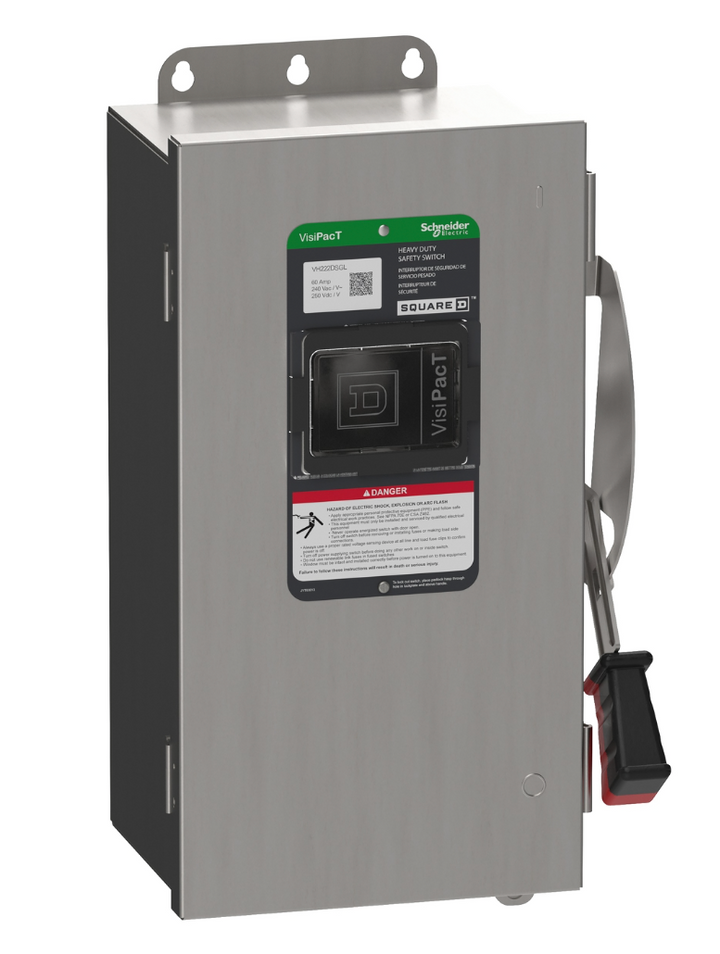 Square D VH322DSGL - Fusible Disconnect Switch 240V AC 60A (3-Pole NEMA 4X)
